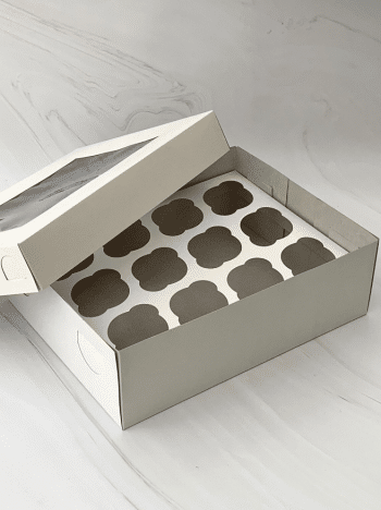 Упаковка под 12 капкейков с окном, белая — изображение 2