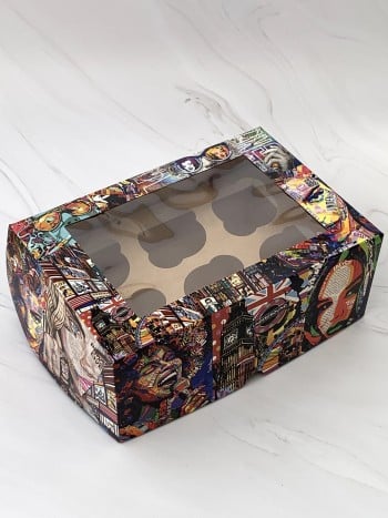 Упаковка под 6 капкейков с окном, серия Pop-Art "Андеграуд" — изображение 2