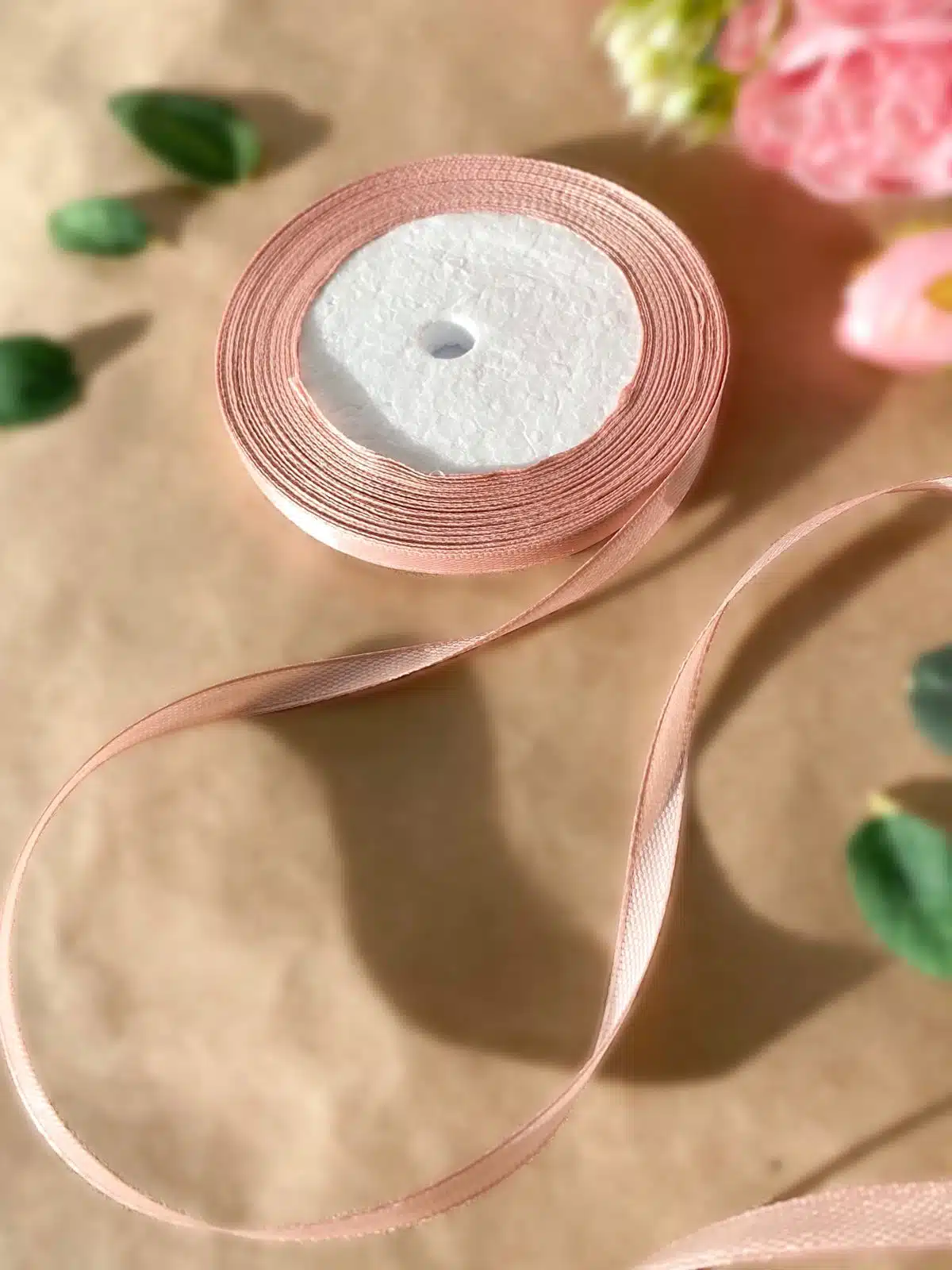 Лента атласная 0,6 см., пыльная роза — изображение 1
