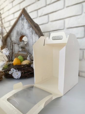 Коробка под кулич с окном с фронтальной загрузкой, белая — изображение 3