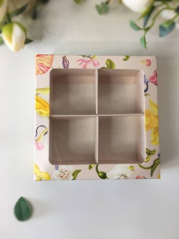 Упаковка под 4 макаронс/моти/конфеты "Флористика"