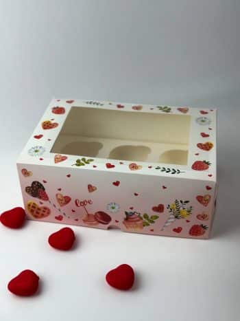 Упаковка под 6 капкейков с окном "Любимые сладости"