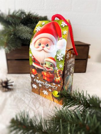 Подарочная упаковка Домик со шнурком "В гостях у Деда Мороза"