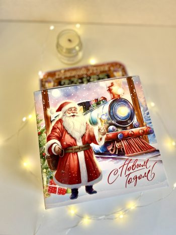 Коробка новогодняя подарочная Новогодний экспресс, 200х200х90 (+80) мм — изображение 3