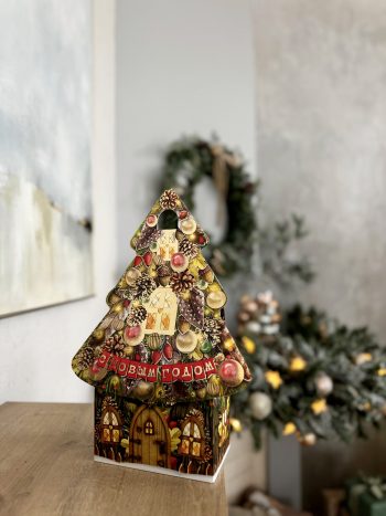 Коробка новогодняя подарочная Ёлка-Теремок, 157х95х225 (+140) мм (коробка-елочка) — изображение 3