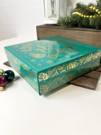 Коробка подарочная зелёная Зимнее вдохновение, 223х223х63 мм — изображение 3
