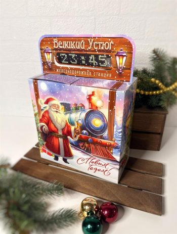 Коробка новогодняя подарочная Новогодний экспресс, 200х200х90 (+80) мм — изображение 6