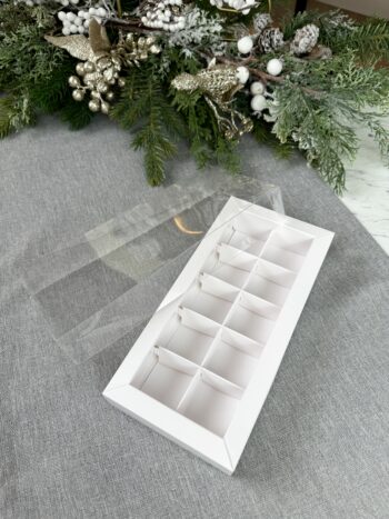 Коробка с прозрачной крышкой с тонкими разделителями 10 конфет, белый — изображение 4