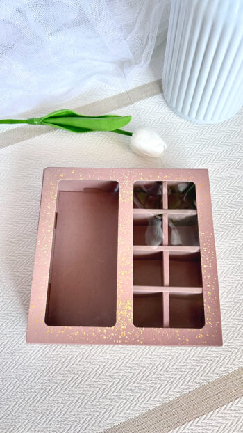 Упаковка под 8 конфет и шоколад, "Золотое свечение"