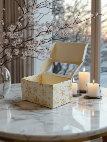 Коробка с окном под 2 капкейка Снежинки на белом, 160х100х80 мм — изображение 4