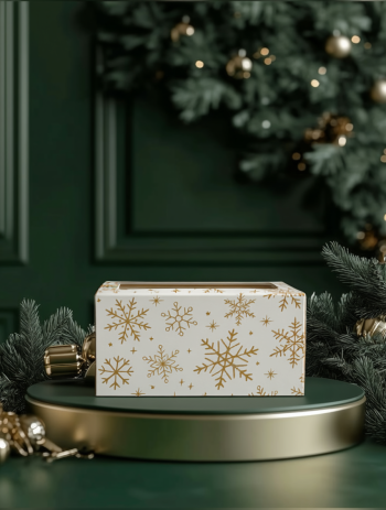 Коробка с окном под 2 капкейка Снежинки на белом, 160х100х80 мм — изображение 3