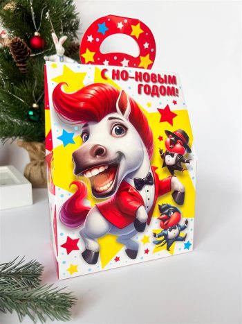 Коробка новогодняя подарочная Конь-Огонь, 172х95х240 (+56) мм — изображение 2