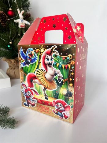 Коробка новогодняя подарочная Большой Цирк, 170х110х190 (+45) мм — изображение 3