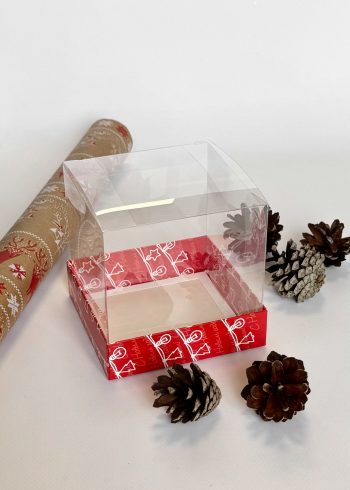 Коробка с прозрачной крышкой под под капкейки/пирожные/бенто-торт Праздничная Гирлянда, 100*100*100 мм — изображение 2