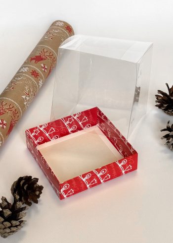 Коробка с прозрачной крышкой под под капкейки/пирожные/бенто-торт Праздничная Гирлянда, 100*100*100 мм — изображение 4
