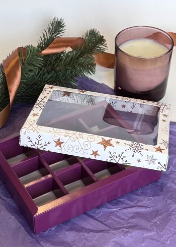 Коробка с окном под 12 конфет Ажурный Новый Год, 190х150х36 мм (дно и обечайка) — изображение 2