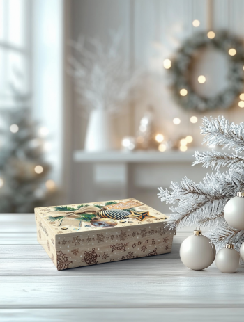 Коробка новогодняя подарочная Новогодняя гармония, 210х150х57 мм (крышка/дно без окна) — изображение 2