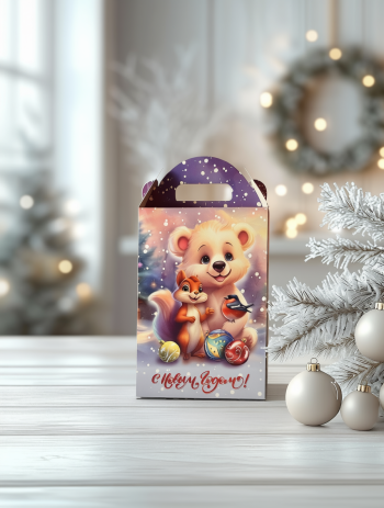Коробка новогодняя подарочная Умка и друзья, 160х100х230 (+63) мм — изображение 2