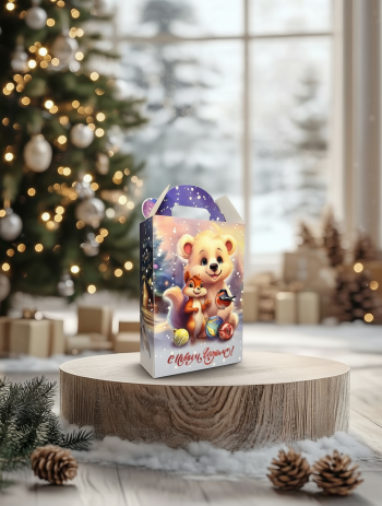 Коробка новогодняя подарочная Умка и друзья, 160х100х230 (+63) мм — изображение 3