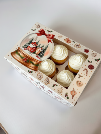 Коробка с окном под 6 капкейков Новогодний подарок, 250х170х100 — изображение 3