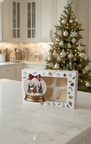 Коробка с окном под 6 капкейков Новогодний подарок, 250х170х100 — изображение 5