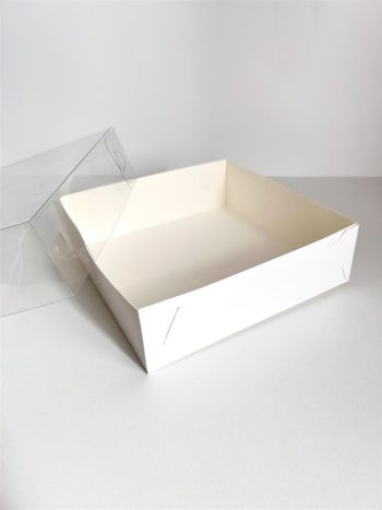 Коробка с прозрачной крышкой под клубнику в шоколаде/моти/зефир/печенье, 200х200х60 мм, Белый — изображение 2