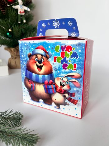 Коробка новогодняя подарочная Весёлые друзья, 145х80х150 (+40) мм