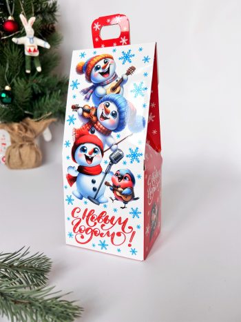 Коробка новогодняя подарочная Новогодний квинтет, 90х70х200 (+30) мм (домик) — изображение 4