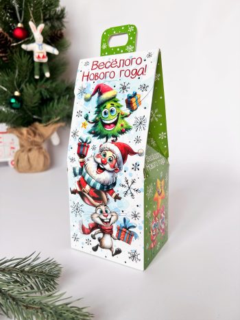 Коробка новогодняя подарочная Новогоднее веселье, 90х70х200 (+30) мм (домик) — изображение 3
