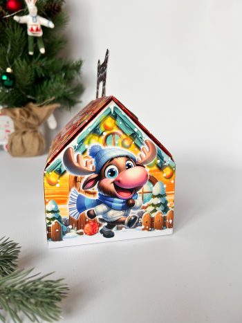 Коробка новогодняя подарочная Долгожданный праздник, 133х116х126 (+45) мм (домик) — изображение 2