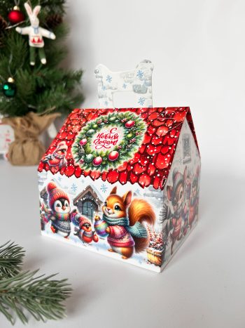 Коробка новогодняя подарочная Когда приходит праздник, 133х116х126 (+45) мм (домик) — изображение 4