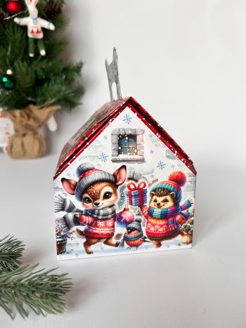 Коробка новогодняя подарочная Когда приходит праздник, 133х116х126 (+45) мм (домик) — изображение 2