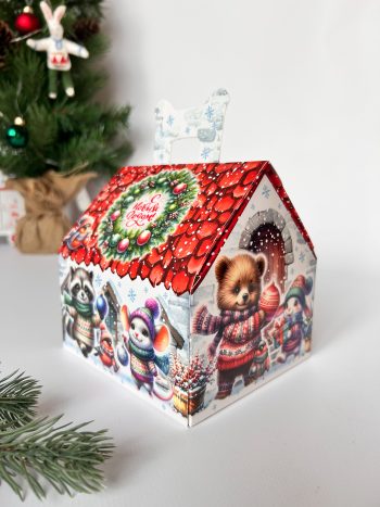 Коробка новогодняя подарочная Когда приходит праздник, 133х116х126 (+45) мм (домик) — изображение 3