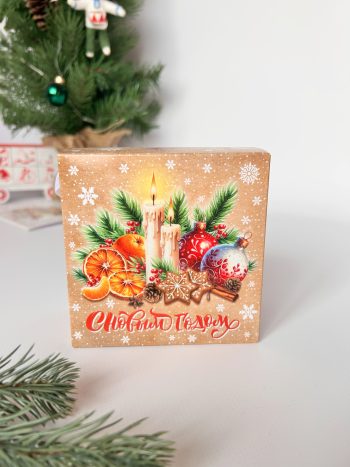 Коробка новогодняя подарочная Ноктюрн, 110х60х110 мм (моноблок с лентой)