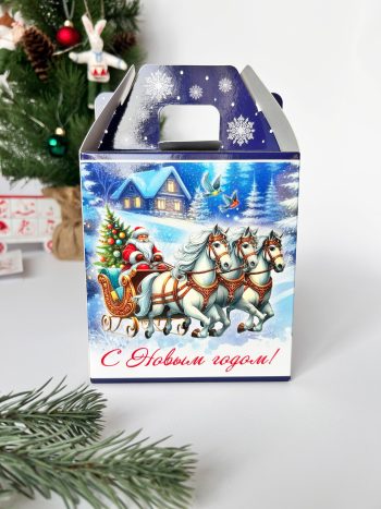 Коробка новогодняя подарочная Тройка, 125х90х140 (+55) мм