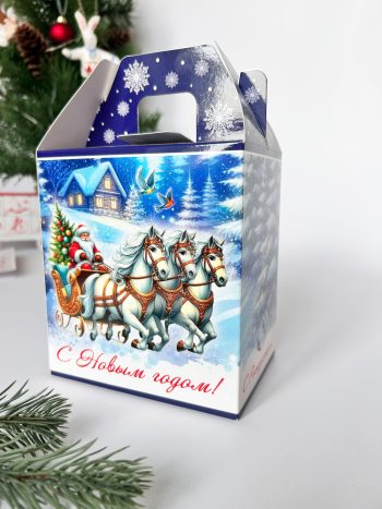 Коробка новогодняя подарочная Тройка, 125х90х140 (+55) мм — изображение 2