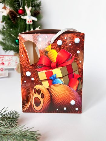 Коробка новогодняя подарочная смекубик Мишка, 120х120х155 мм — изображение 3