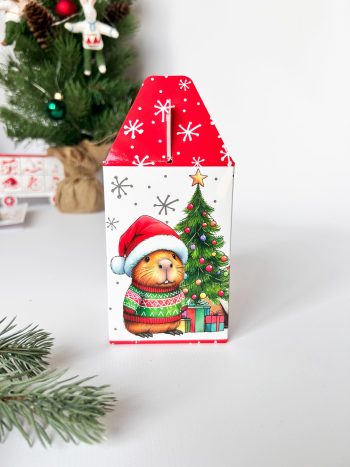 Коробка новогодняя подарочная Капибары, 97х74х112 (+48) мм (моноблок) — изображение 3