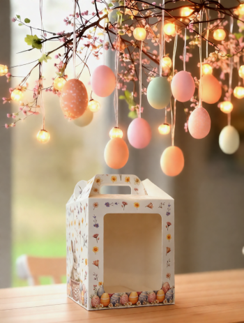 Моноблок с окном кулич с фронтальной загрузкой 150х150х180 мм, Кролик в корзинке — изображение 4