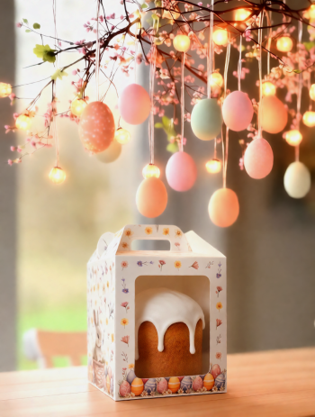 Моноблок с окном кулич с фронтальной загрузкой 150х150х180 мм, Кролик в корзинке — изображение 2