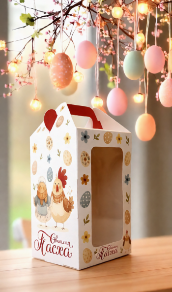 Моноблок с окном кулич с фронтальной загрузкой 100х100х150 мм, Курочки