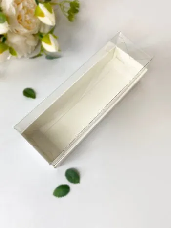 Коробка с прозрачной крышкой под макаронс/зефир, белая — изображение 2